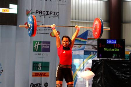 Dika Tou, Women's 53kg weightlifting. Pacific Mini Games, Vanuatu, December 5, 2017.