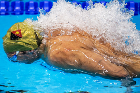 IN A SPLASH: Ryan Pini pushing through the water during training in Rio. PHOTO: J. Pini/ Team PNG.