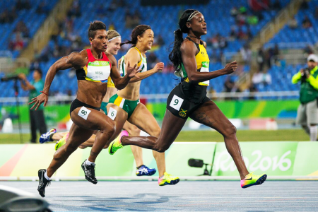 FULL SPEED: Toea Wisil in full stride in the women's 100m heat. PHOTO: J. Pini/ Team PNG.