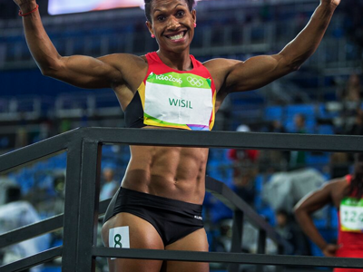 ALL SMILE: Toea Wisil in good spirits after her race. PHOTO: J. Pini/ Team PNG.