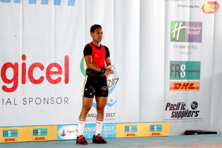 Thelma Tou, Women's 48kg weightlifting. Pacific Mini Games, Vanuatu, December 5, 2017.