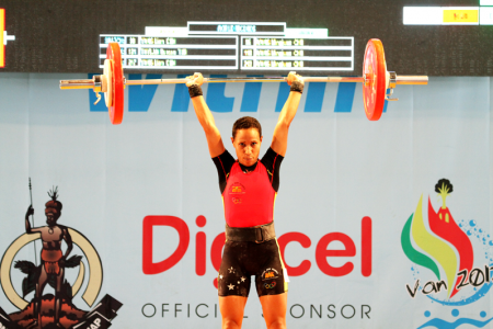 Thelma Tou, Women's 48kg weightlifting. Pacific Mini Games, Vanuatu, December 5, 2017.