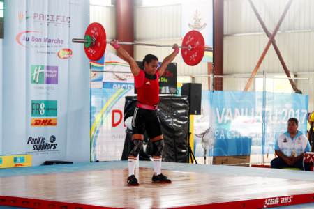 Dika Tou, Women's 53kg weightlifting. Pacific Mini Games, Vanuatu, December 5, 2017.