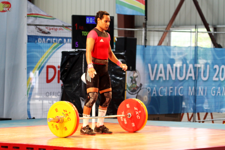 Dika Tou, Women's 53kg weightlifting. Pacific Mini Games, Vanuatu, December 5, 2017.