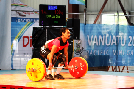 Dika Tou, Women's 53kg weightlifting. Pacific Mini Games, Vanuatu, December 5, 2017.