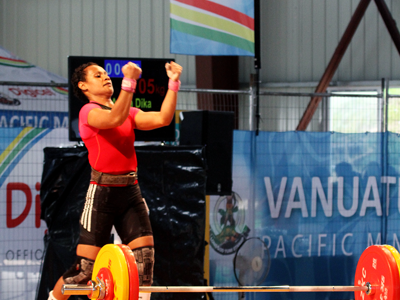 Dika Tou, Women's 53kg weightlifting. Pacific Mini Games, Vanuatu, December 5, 2017.