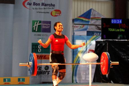 Dika Tou, Women's 53kg weightlifting. Pacific Mini Games, Vanuatu, December 5, 2017.